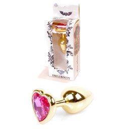 Анальная пробка Boss Series - Jewellery Gold Heart PLUG Pink S