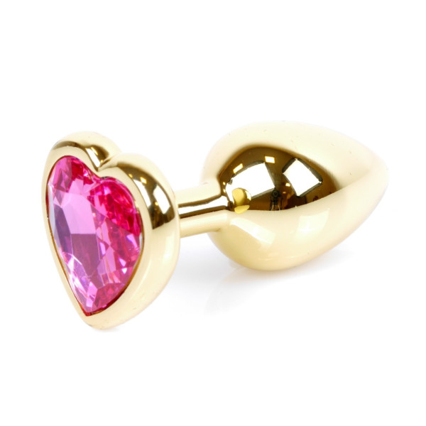 Анальная пробка Boss Series - Jewellery Gold Heart PLUG Pink S