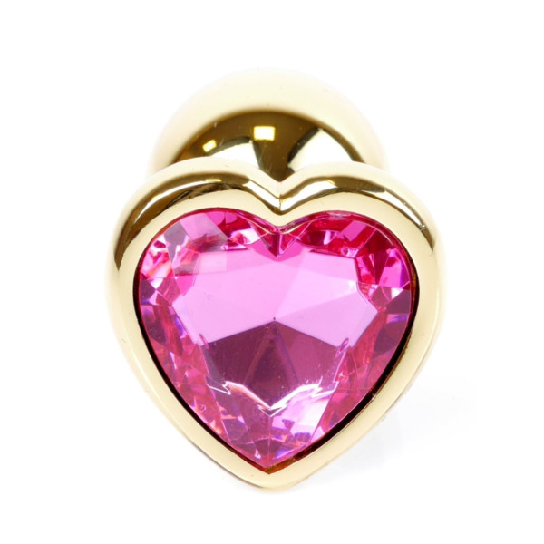 Анальная пробка Boss Series - Jewellery Gold Heart PLUG Pink S