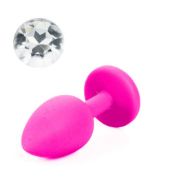 Силиконовая анальная пробка с кристаллом Silicon Pink 01, размер S