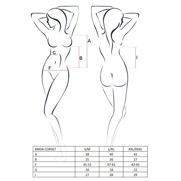 Корсет с пажами BRIDA CORSET red XXL/XXXL, трусики, шнуровка
