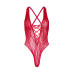 Кружевное боди Leg Avenue Floral lace thong teddy Red, шнуровка на груди, one size