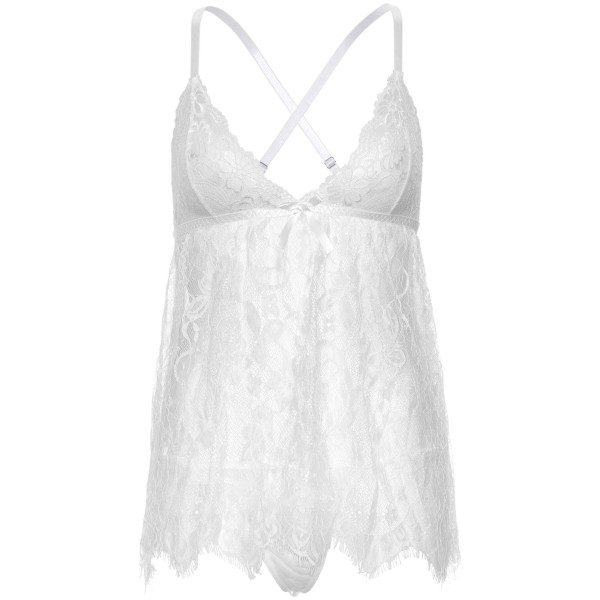 Пеньюар Leg Avenue Floral lace babydoll & string White L