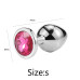 Металлическая анальная пробка, Silver Pink Topaz, размер S