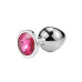 Металлическая анальная пробка, Silver Pink Topaz, размер S