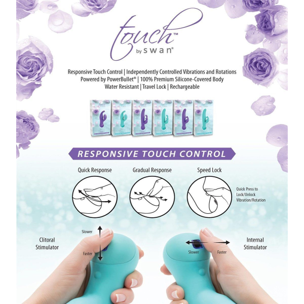 Вибратор-кролик с сенсорным управлением Touch by SWAN - Duo Purple