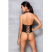 Боди из эко-кожи с имитацией шнуровки и открытым доступом Nancy Body black - Passion, размер L/XL