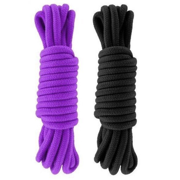 Набор веревок для бондажа Submission 5М Black&Purple, черная + фиолетовая