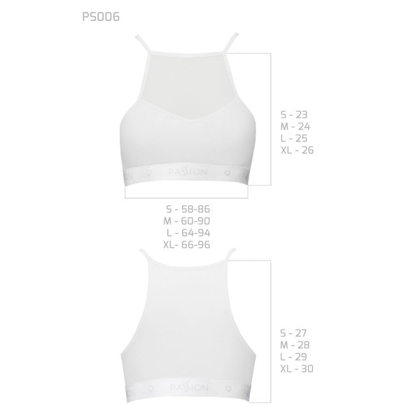 Спортивный топ с прозрачной вставкой Passion PS006 TOP white, размер L