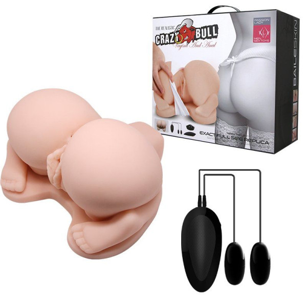 Мастурбатор с двойной вибрацией и двумя входами Crazy Bull