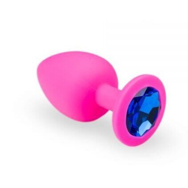 Силиконовая анальная пробка с кристаллом Pink Silicone Sapphire, размер M