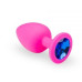 Силиконовая анальная пробка с кристаллом Pink Silicone Sapphire, размер M