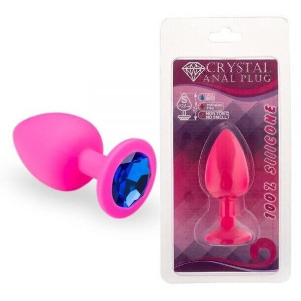 Силиконовая анальная пробка с кристаллом Pink Silicone Sapphire, размер M