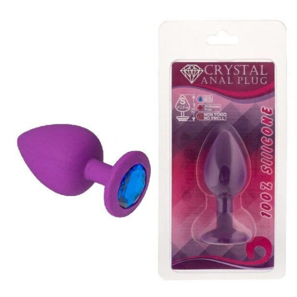 Силиконовая анальная пробка с кристаллом Purple Silicone Sapphire, размер S