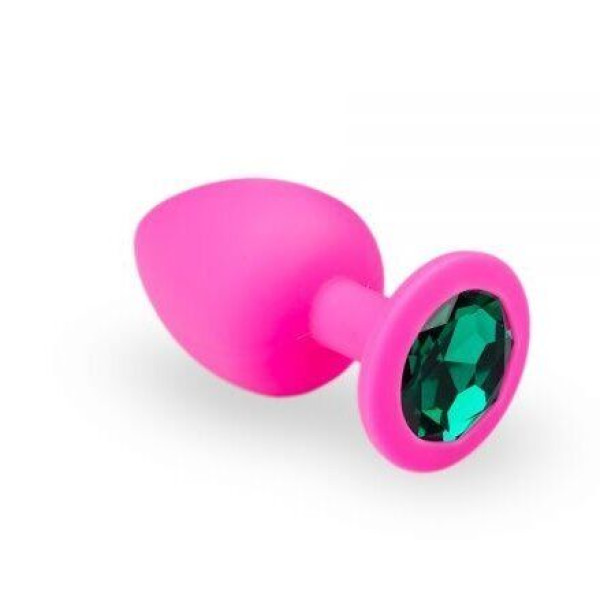 Силиконовая анальная пробка с кристаллом Pink Silicone Emerald, размер M