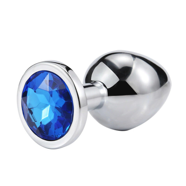Металлическая анальная пробка, Silver Sapphire, размер L