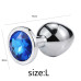 Металлическая анальная пробка, Silver Sapphire, размер L