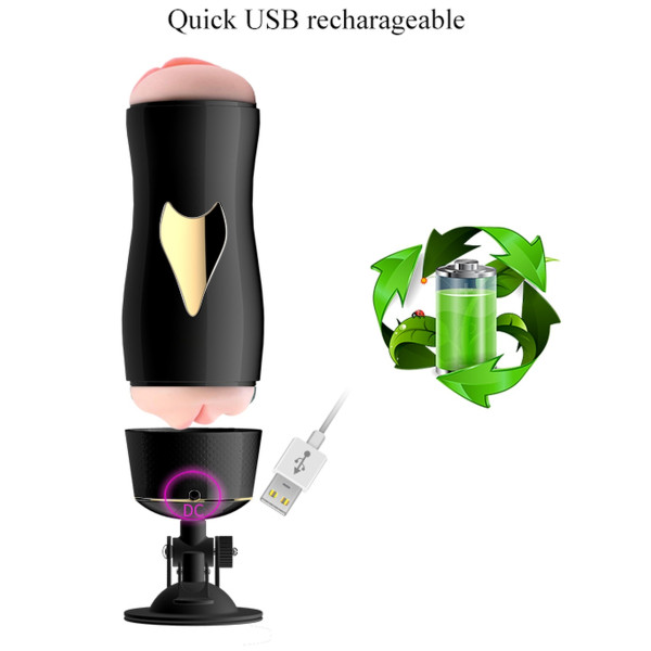 Мастурбатор с двумя входами на присоске FOX Vibrating Masturbation Cup Black