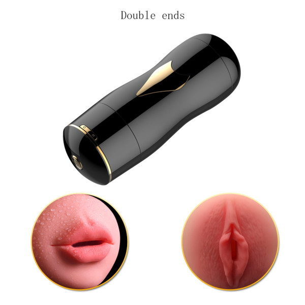 Мастурбатор с двумя входами на присоске FOX Vibrating Masturbation Cup Black