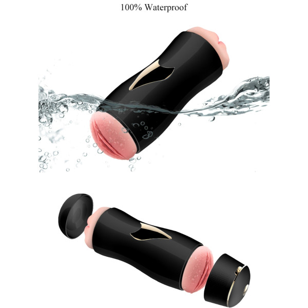 Мастурбатор с двумя входами на присоске FOX Vibrating Masturbation Cup Black