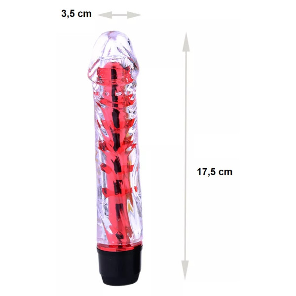 Вагинальный вибратор XESE Cristal Red, длина 17,5 см, диаметр 3,5 см