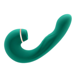 Двойной вибростимулятор с пульсацией 3 в 1, зеленый, 10 режимов вибрации