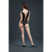 Боди Moonlight Model 11 Black, глубокое декольте, вставки из крупной сетки по бокам, имитация трусик