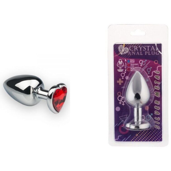 Анальная пробка, Silver Heart Ruby, M