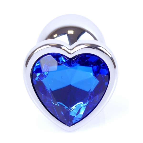 Анальная пробка Boss Series - Jewellery Silver Heart PLUG Dark Blue S
