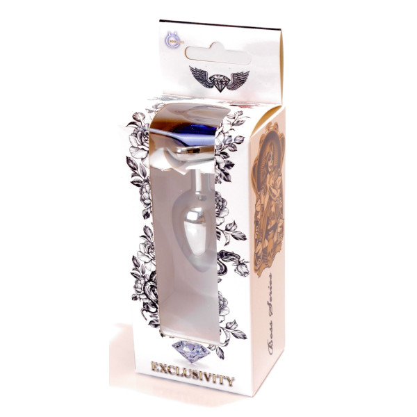 Анальная пробка Boss Series - Jewellery Silver Heart PLUG Dark Blue S