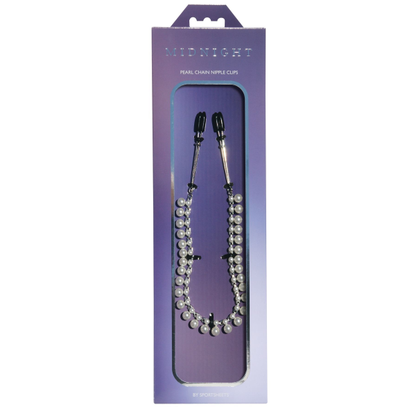 Украшение цепочка с зажимами для сосков Sportsheets Midnight Pearl Chain Nipple Clips
