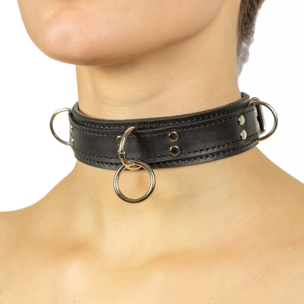 Премиум ошейник LOVECRAFT размер M черный, натуральная кожа