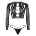 Комплект Leg Avenue Long sleeve crop top & string Black One Size
