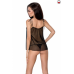 Сорочка прозрачная беби долл MELANIA CHEMISE black XXL/XXXL - трусики, на тонких бретелях