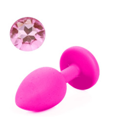 Силиконовая анальная пробка с кристаллом Silicon Pink 09, размер S