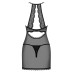 Прозрачная сорочка с открытой грудью Obsessive Pearlove chemise & thong black S/M, трусики