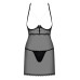 Прозрачная сорочка с открытой грудью Obsessive Pearlove chemise & thong black S/M, трусики