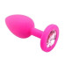 Силиконовая анальная пробка с кристаллом, розовая, размер L, 9.5 см