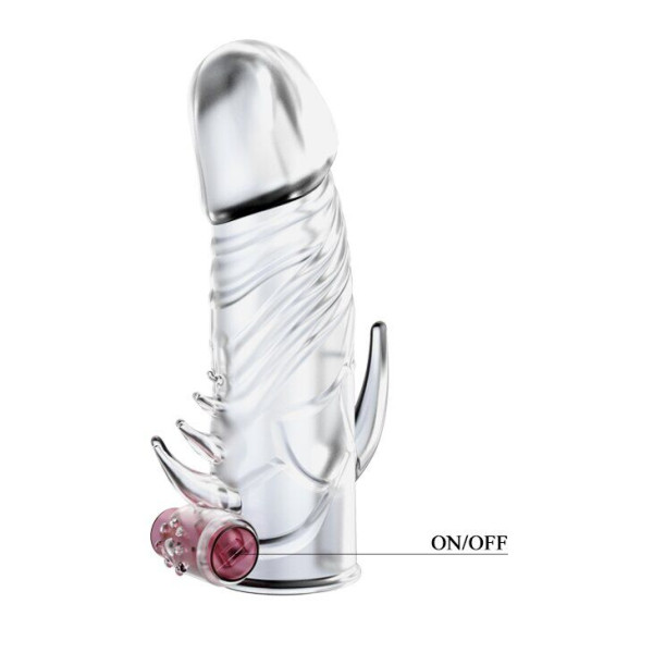 Удлиняющая рельефная насадка с шипами Penis Sleeve с вибрацией