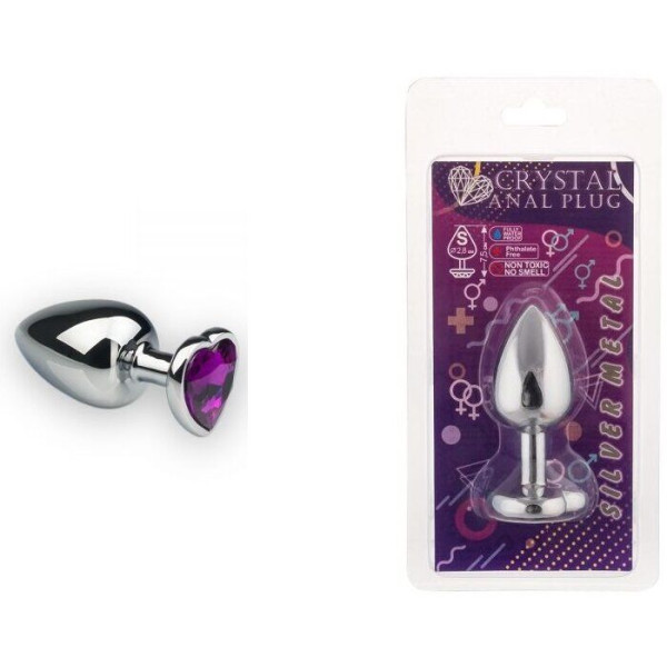 Анальная пробка, Silver Heart Amethyst, S