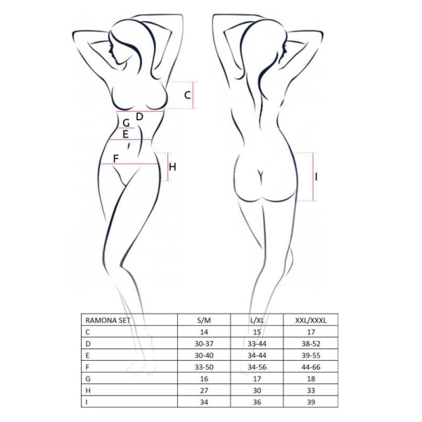 Комплект белья RAMONA SET black L/XL: лиф, стринги, широкий пояс с оборкой