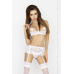 Комплект белья OFELIA SET OpenBra white S/M: стринги, открытый лиф, широкий пояс
