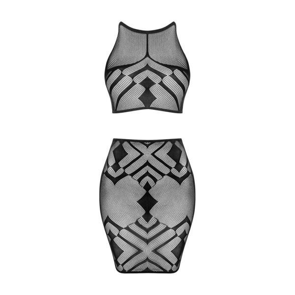 Эротичный полупрозрачный комплект Obsessive K101 top & skirt S/M/L, топ, юбка