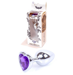 Анальная пробка Boss Series - Jewellery Silver Heart PLUG Purple S