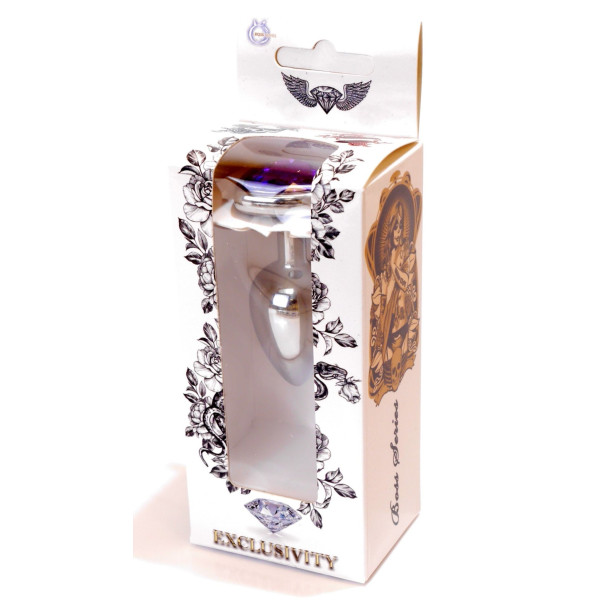 Анальная пробка Boss Series - Jewellery Silver Heart PLUG Purple S