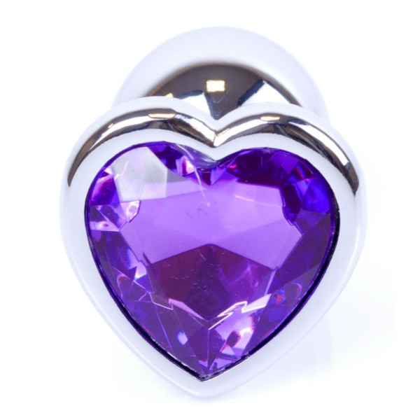 Анальная пробка Boss Series - Jewellery Silver Heart PLUG Purple S