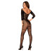 Сетчатый бодистокинг с имитацией подвязок Obsessive Bodystocking G329 S/M/L, black, с доступом