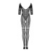 Сетчатый бодистокинг с имитацией подвязок Obsessive Bodystocking G329 S/M/L, black, с доступом