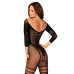 Сетчатый бодистокинг с имитацией подвязок Obsessive Bodystocking G329 S/M/L, black, с доступом