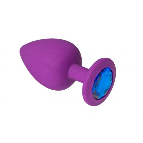 Силиконовая анальная пробка с кристаллом Purple Silicone Sapphire, размер M